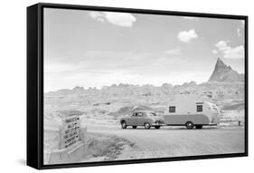 Automobile & Trailer on Badlands Highway-Philip Gendreau-Framed Stretched Canvas