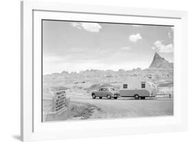 Automobile & Trailer on Badlands Highway-Philip Gendreau-Framed Photographic Print