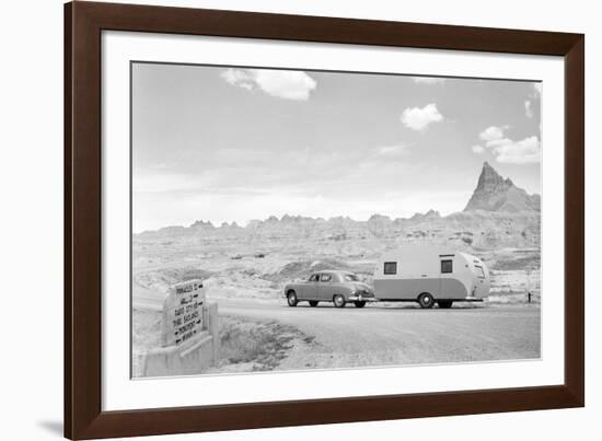 Automobile & Trailer on Badlands Highway-Philip Gendreau-Framed Photographic Print