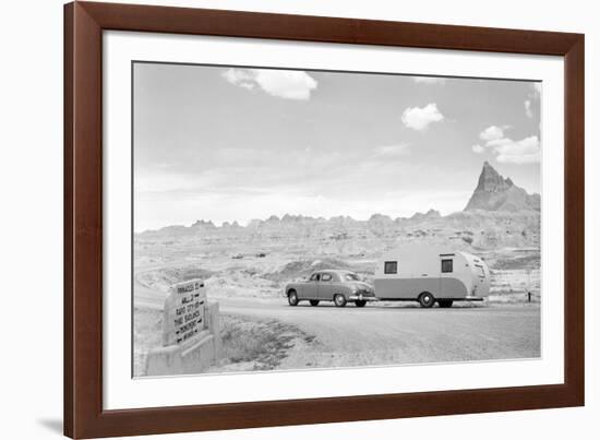 Automobile & Trailer on Badlands Highway-Philip Gendreau-Framed Photographic Print