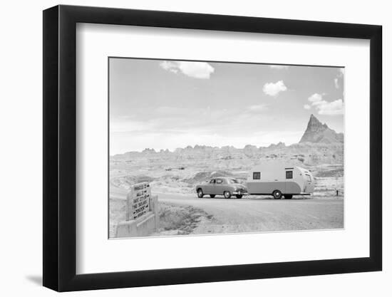 Automobile & Trailer on Badlands Highway-Philip Gendreau-Framed Photographic Print