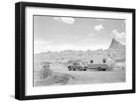 Automobile & Trailer on Badlands Highway-Philip Gendreau-Framed Photographic Print