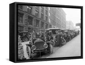 Automobiles at Second Avenue and Cherry Street, Seattle, 1909-Ashael Curtis-Framed Stretched Canvas