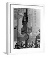 Automotive Union Member Watches from Private Perch During Mass Strike Demonstration-William Vandivert-Framed Photographic Print