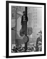 Automotive Union Member Watches from Private Perch During Mass Strike Demonstration-William Vandivert-Framed Photographic Print