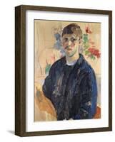 Autoportrait Avec Une Blouse Bleue - Self-Portrait with Blue Blouse, by Wouters, Rik (1882-1916). O-Rik Wouters-Framed Giclee Print