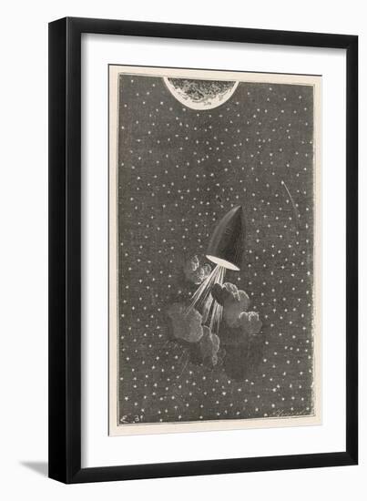 Autour De La Lune, One Hour from the Moon!-Emile Bayard-Framed Art Print