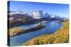 Autumn Approaching at Lake Sils Near St.Moritz in Engadine-Roberto Moiola-Stretched Canvas