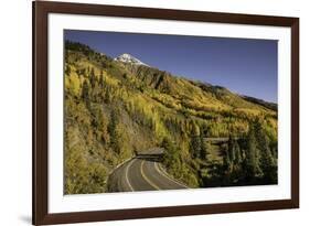 Autumn, aspen trees and Million Dollar Highway, Crystal Lake, Ouray, Colorado-Adam Jones-Framed Premium Photographic Print