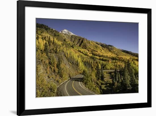 Autumn, aspen trees and Million Dollar Highway, Crystal Lake, Ouray, Colorado-Adam Jones-Framed Premium Photographic Print