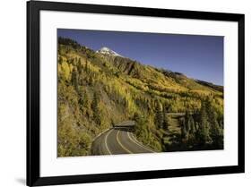 Autumn, aspen trees and Million Dollar Highway, Crystal Lake, Ouray, Colorado-Adam Jones-Framed Premium Photographic Print