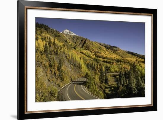 Autumn, aspen trees and Million Dollar Highway, Crystal Lake, Ouray, Colorado-Adam Jones-Framed Premium Photographic Print