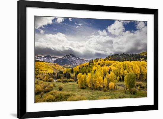 Autumn aspen trees and Sneffels Range, Mount Sneffels Wilderness, Colorado-Adam Jones-Framed Photographic Print