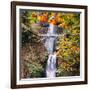 Autumn at Multnomah Falls, Square, Hood River, Columbia River Gorge, Oregon-Vincent James-Framed Photographic Print