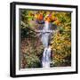 Autumn at Multnomah Falls, Square, Hood River, Columbia River Gorge, Oregon-Vincent James-Framed Photographic Print