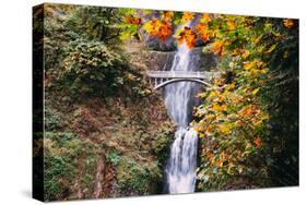 Autumn at Multnomah Falls Wide, Hood River, Columbia River Gorge, Oregon-Vincent James-Stretched Canvas