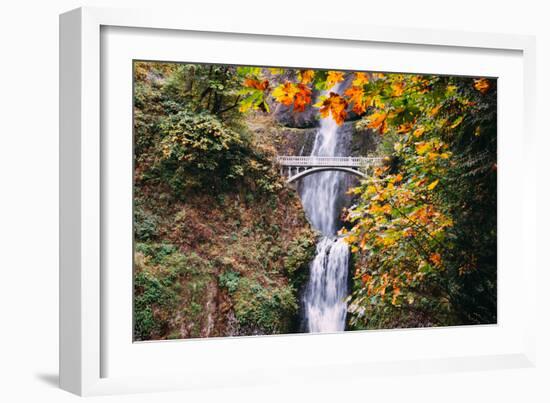 Autumn at Multnomah Falls Wide, Hood River, Columbia River Gorge, Oregon-Vincent James-Framed Photographic Print