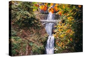Autumn at Multnomah Falls Wide, Hood River, Columbia River Gorge, Oregon-Vincent James-Stretched Canvas