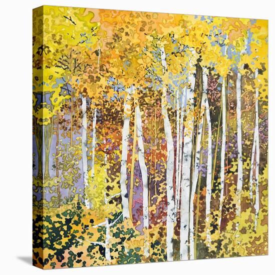 Autumn Birches III-Sharon Pitts-Stretched Canvas