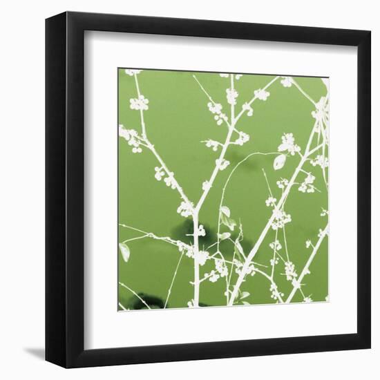 Autumn Branch (green) (square crop)-Jenny Kraft-Framed Art Print