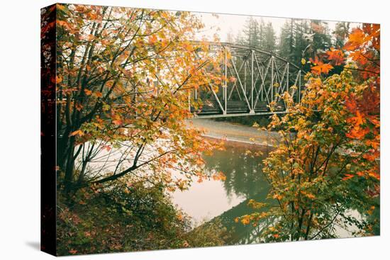 Autumn Bridge, Coulmbiua River Gorge, Portland, Oregon-Vincent James-Stretched Canvas