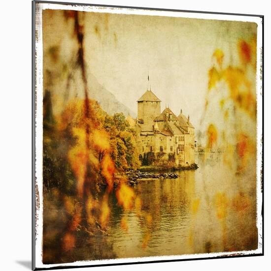 Autumn Castle - Artistic Retro Styled Picture-Maugli-l-Mounted Art Print