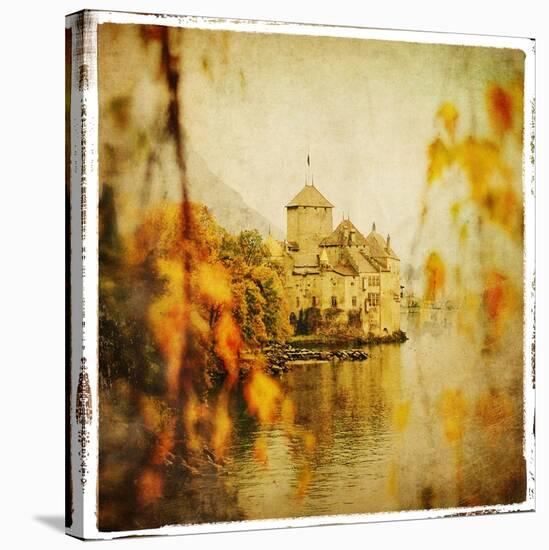 Autumn Castle - Artistic Retro Styled Picture-Maugli-l-Stretched Canvas