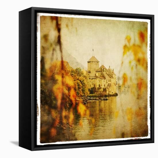Autumn Castle - Artistic Retro Styled Picture-Maugli-l-Framed Stretched Canvas