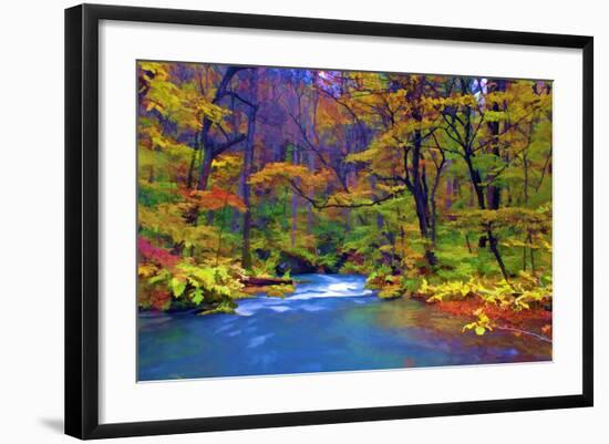 Autumn Color of Oirase River, Japan-NicholasHan-Framed Photographic Print