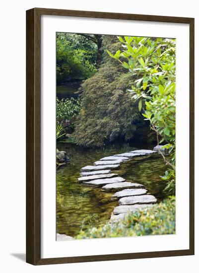 Autumn Color, Stepping Stones, Butchard Gardens, Victoria, British Columbia, Canada-Terry Eggers-Framed Photographic Print