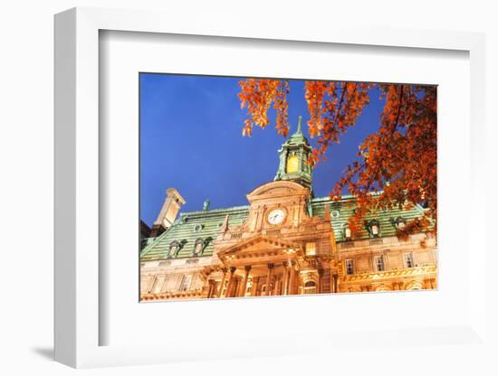 Autumn colored trees, Hotel de Ville is actually an opulent City Hall, Vieux-Montreal, Quebec, Cana-Stuart Westmorland-Framed Photographic Print