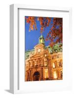 Autumn-colored trees, Hotel de Ville is actually an opulent city hall, Vieux-Montreal, Quebec, Cana-Stuart Westmorland-Framed Photographic Print