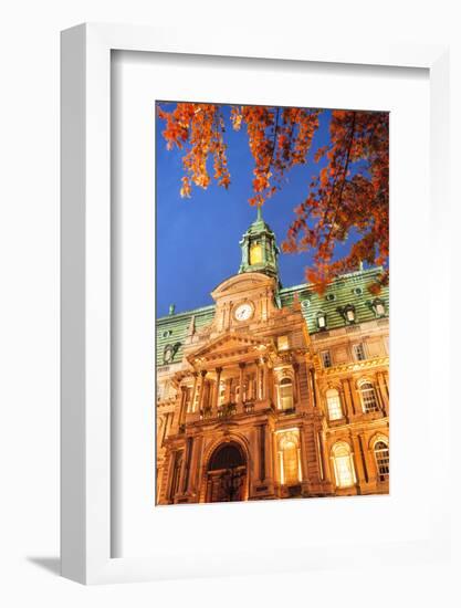 Autumn-colored trees, Hotel de Ville is actually an opulent city hall, Vieux-Montreal, Quebec, Cana-Stuart Westmorland-Framed Photographic Print