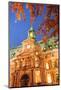 Autumn-colored trees, Hotel de Ville is actually an opulent city hall, Vieux-Montreal, Quebec, Cana-Stuart Westmorland-Mounted Photographic Print
