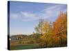 Autumn Colors accent farm buildings near Chippewa Falls, Wisconsin, USA-Chuck Haney-Stretched Canvas