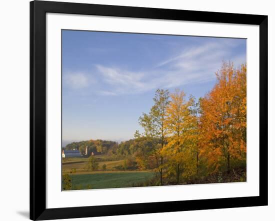 Autumn Colors accent farm buildings near Chippewa Falls, Wisconsin, USA-Chuck Haney-Framed Photographic Print