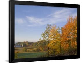 Autumn Colors accent farm buildings near Chippewa Falls, Wisconsin, USA-Chuck Haney-Framed Photographic Print