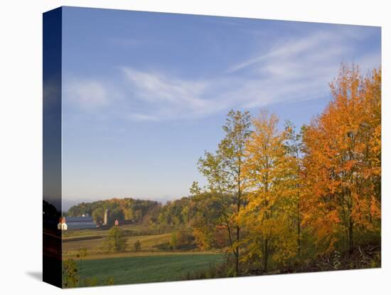 Autumn Colors accent farm buildings near Chippewa Falls, Wisconsin, USA-Chuck Haney-Stretched Canvas