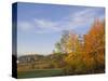 Autumn Colors accent farm buildings near Chippewa Falls, Wisconsin, USA-Chuck Haney-Stretched Canvas