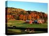 Autumn Colors and Farm Cows, Vermont, USA-Charles Sleicher-Stretched Canvas