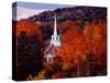 Autumn Colors and First Baptist Church of South Londonderry, Vermont, USA-Charles Sleicher-Stretched Canvas