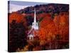 Autumn Colors and First Baptist Church of South Londonderry, Vermont, USA-Charles Sleicher-Stretched Canvas
