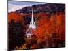 Autumn Colors and First Baptist Church of South Londonderry, Vermont, USA-Charles Sleicher-Mounted Photographic Print