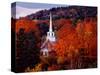 Autumn Colors and First Baptist Church of South Londonderry, Vermont, USA-Charles Sleicher-Stretched Canvas