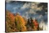 Autumn Colors and mist at sunrise, Blue Ridge Mountains at sunrise, North Carolina-Adam Jones-Stretched Canvas