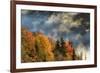 Autumn Colors and mist at sunrise, Blue Ridge Mountains at sunrise, North Carolina-Adam Jones-Framed Premium Photographic Print