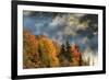 Autumn Colors and mist at sunrise, Blue Ridge Mountains at sunrise, North Carolina-Adam Jones-Framed Premium Photographic Print