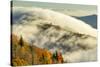 Autumn Colors and mist at sunrise, Blue Ridge Mountains at sunrise, North Carolina-Adam Jones-Stretched Canvas