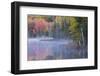 Autumn colors and mist on Council Lake at sunrise, Hiawatha National Forest, Michigan.-Adam Jones-Framed Photographic Print