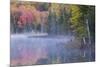 Autumn colors and mist on Council Lake at sunrise, Hiawatha National Forest, Michigan.-Adam Jones-Mounted Premium Photographic Print